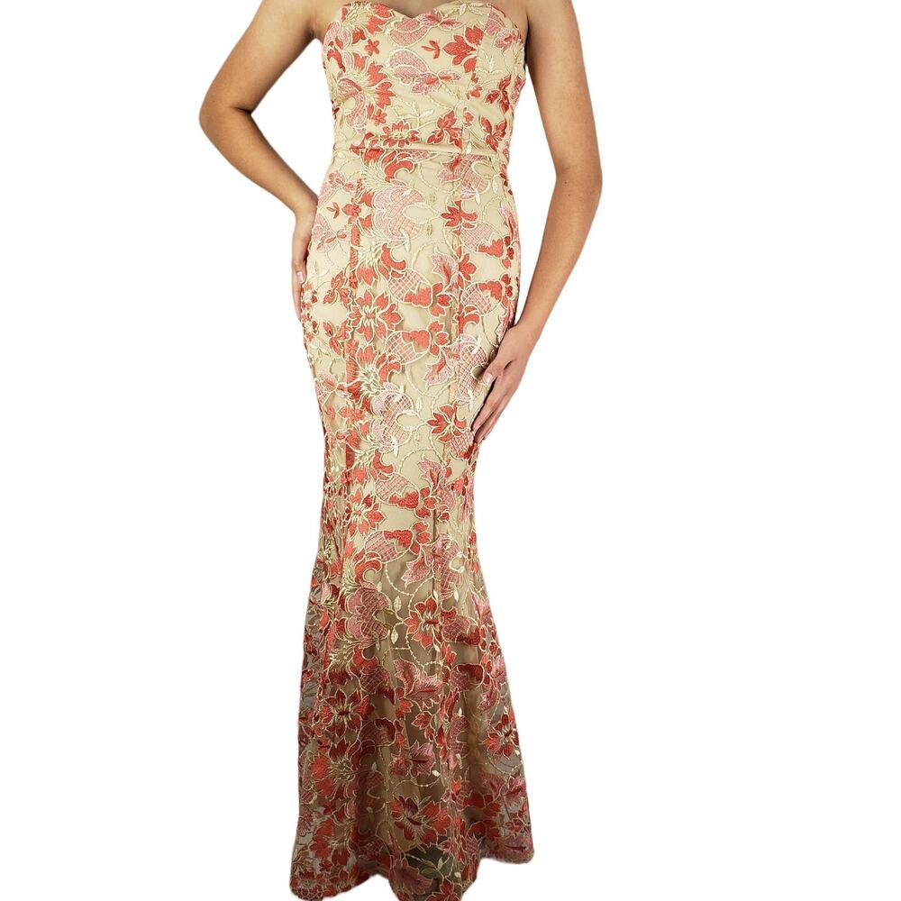 Speechless Floral Lace Strapless Sweetheart Neck Mermaid Dress Size 1